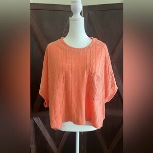 Vibrant Coral Women's Cable Knit Crop Top